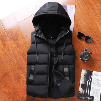 Muški radni vest, korejski stil kardigan, labav kroj, stojeći ovratnik, zatvarač, debeli poliester materijal, bočne džepove