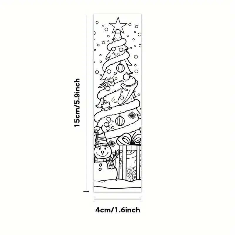 Ziemassvētku DIY grāmatzīme ar karikatūru zīmējumiem, minimālisma līniju māksla, tukša, premium papīrs