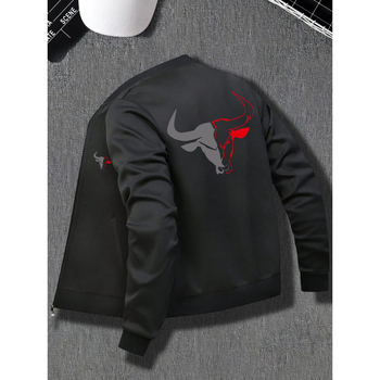 Vīriešu jaka Slim Fit ar rāvējslēdzēju, biezs audums, ģeometrisks bika raksts, neliela izstiepšanās