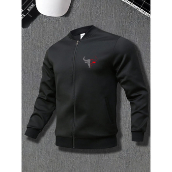 Vīriešu jaka Slim Fit ar rāvējslēdzēju, biezs audums, ģeometrisks bika raksts, neliela izstiepšanās