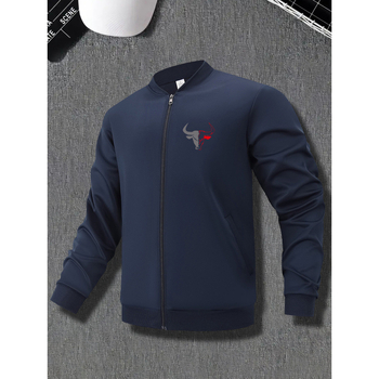 Vīriešu jaka Slim Fit ar rāvējslēdzēju, biezs audums, ģeometrisks bika raksts, neliela izstiepšanās