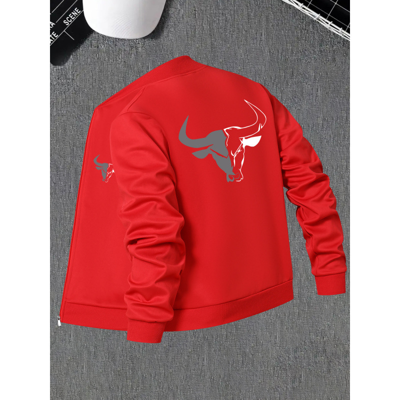 Vīriešu jaka Slim Fit ar rāvējslēdzēju, biezs audums, ģeometrisks bika raksts, neliela izstiepšanās