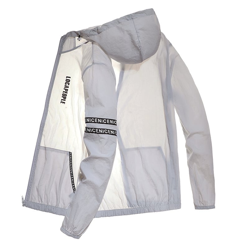 Jakna s kapuljačom za ljeto – zaštita od sunca 50+, prednji zip, lagana poliester mješavina