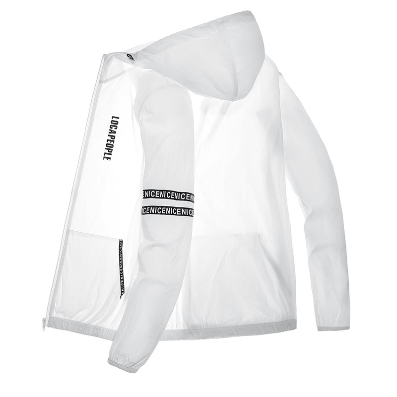 Jakna s kapuljačom za ljeto – zaštita od sunca 50+, prednji zip, lagana poliester mješavina