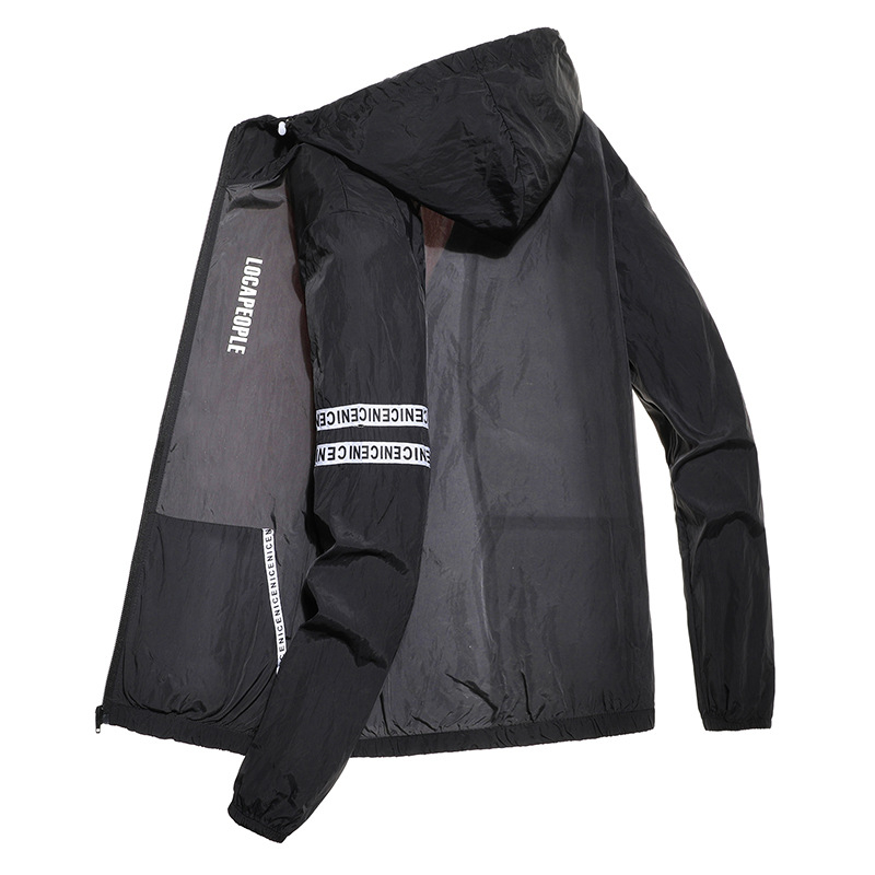 Jakna s kapuljačom za ljeto – zaštita od sunca 50+, prednji zip, lagana poliester mješavina