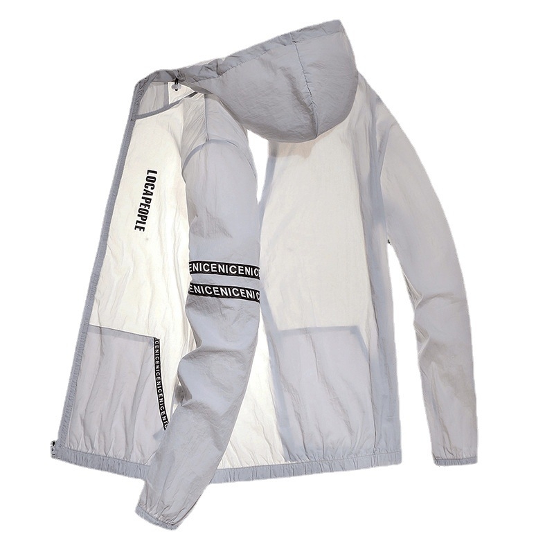 Jakna s kapuljačom za ljeto – zaštita od sunca 50+, prednji zip, lagana poliester mješavina