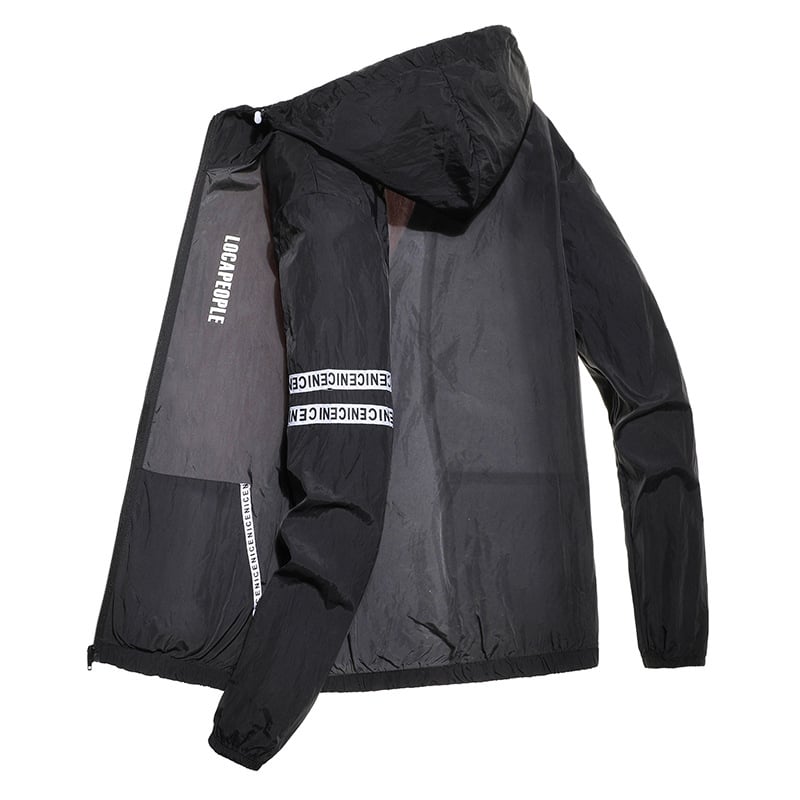 Jakna s kapuljačom za ljeto – zaštita od sunca 50+, prednji zip, lagana poliester mješavina