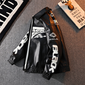 PU ādas jaka ar reversu apkakli, dubultā aizdare, plaša piegriezums, 2025. gada pavasaris