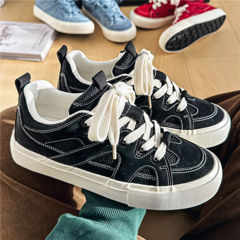 Muške tenisice s kružnim vrhom prsta, gornji dio od sintetičkog PU, gumeni potplat, niski kroj, visina peta 3–5 cm, korejski Leisure stil