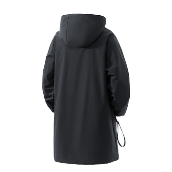 Vyrų vidutinio ilgio vilnonė striukė su gobtuvu, fleece pamušalas, užtrauktukas priekyje, laisvas kirpimas, keli kišenės (vidutinio ilgio, gobtuvu, fleece pamušalas, užtrauktukas)