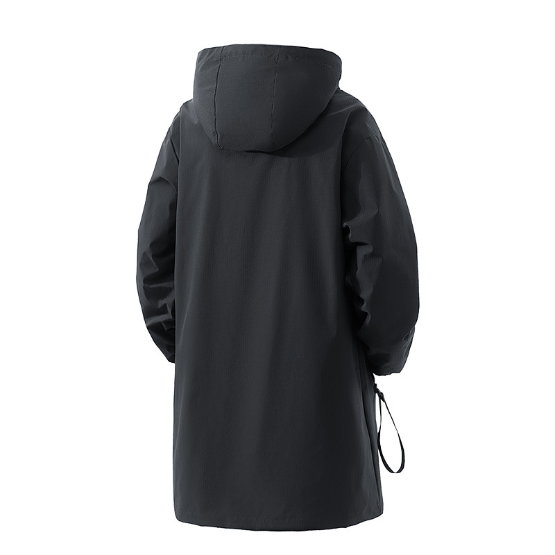 Vyrų vidutinio ilgio vilnonė striukė su gobtuvu, fleece pamušalas, užtrauktukas priekyje, laisvas kirpimas, keli kišenės (vidutinio ilgio, gobtuvu, fleece pamušalas, užtrauktukas)