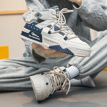 Muške skate tenisice s PU kožnim gornjim dijelom, okrugli vrh, srednja visina pete 3-5 cm, gumeni potplat