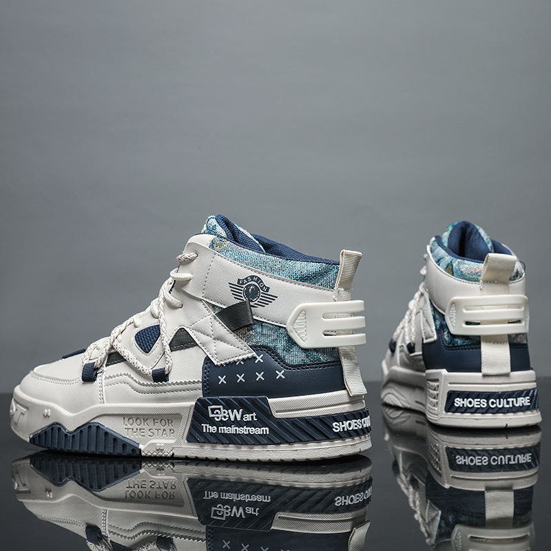 Muške skate tenisice s PU kožnim gornjim dijelom, okrugli vrh, srednja visina pete 3-5 cm, gumeni potplat