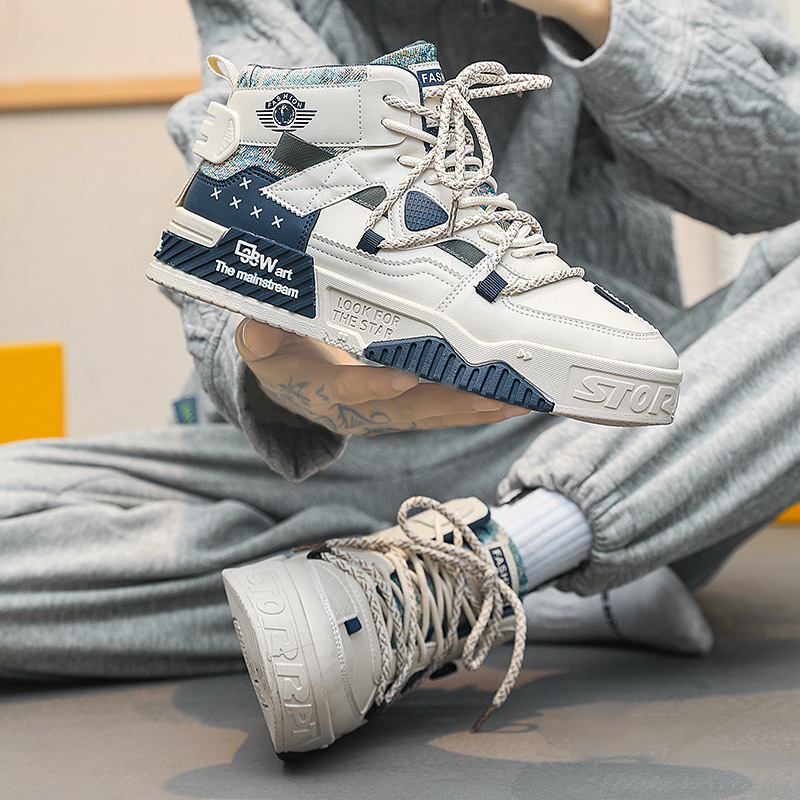 Muške skate tenisice s PU kožnim gornjim dijelom, okrugli vrh, srednja visina pete 3-5 cm, gumeni potplat