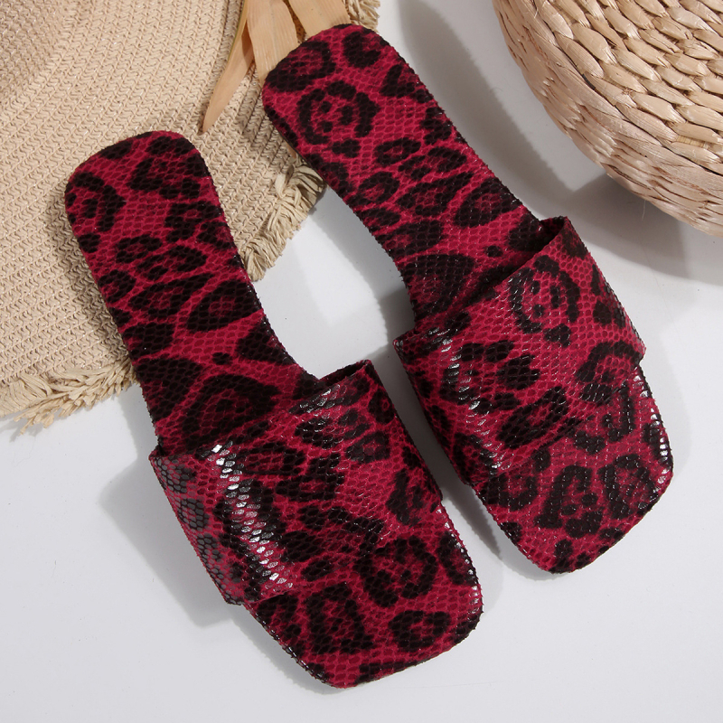 Sieviešu sandales Eiropas–amerikāņu stilā, čūsku raksts, PU augšējā daļa, gumijas zole, slip-on