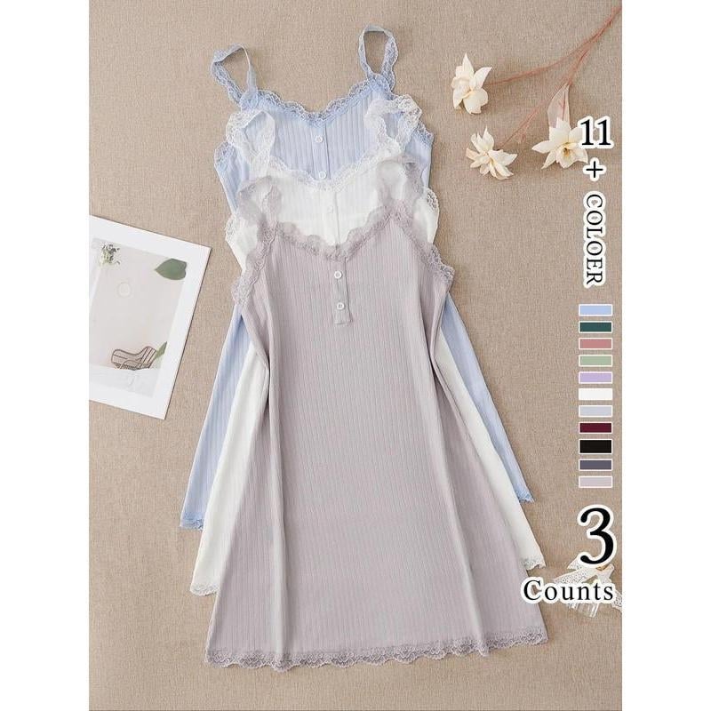 Női hálóruha csipkével, elöl gombokkal és satin masnival, féloldalas plüss anyag, pamut tartalom kevesebb mint 30%, 2025 tavasz