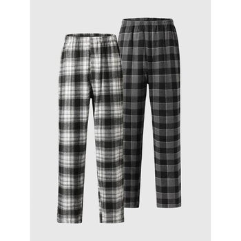 Muški pidžama set s kariranim uzorkom, najlon, jesen, dvodijelni, pulover stil, udoban