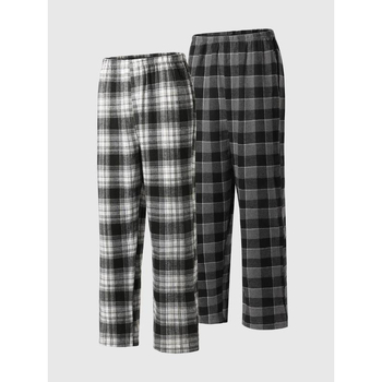 Muški pidžama set s kariranim uzorkom, najlon, jesen, dvodijelni, pulover stil, udoban