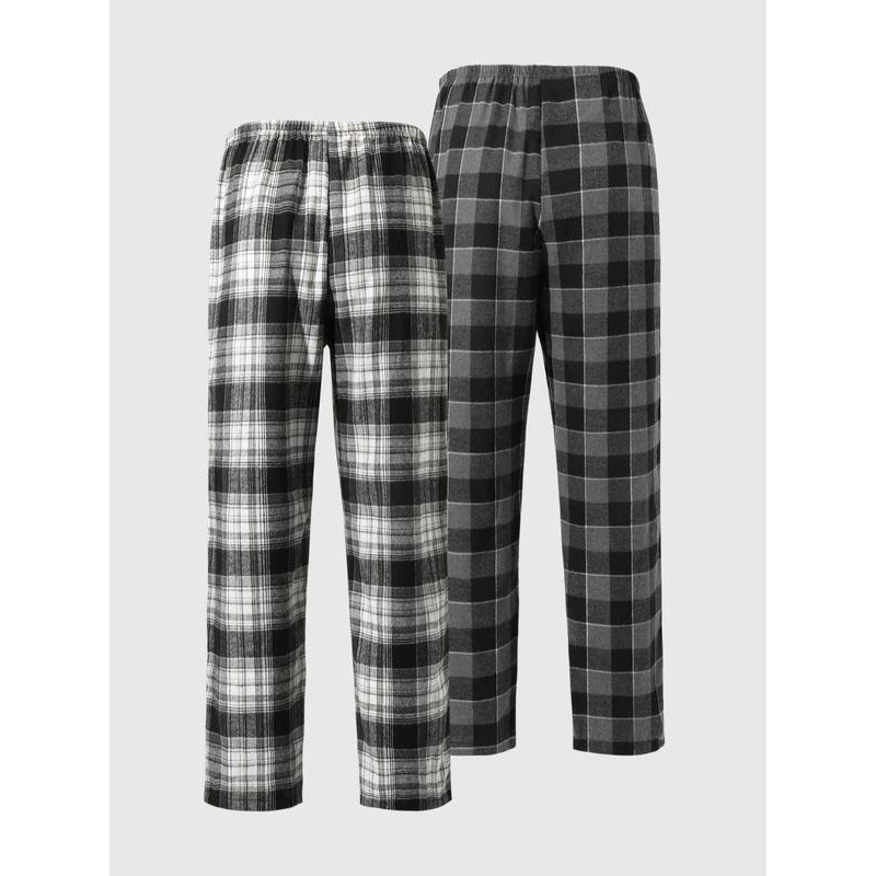 Muški pidžama set s kariranim uzorkom, najlon, jesen, dvodijelni, pulover stil, udoban