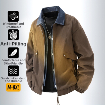 Vīriešu jaka Japāņu Workwear stilā, apkakle, rāvējslēdzējs, punktēts raksts, Jacquard audums