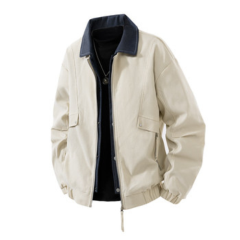 Vīriešu jaka Japāņu Workwear stilā, apkakle, rāvējslēdzējs, punktēts raksts, Jacquard audums