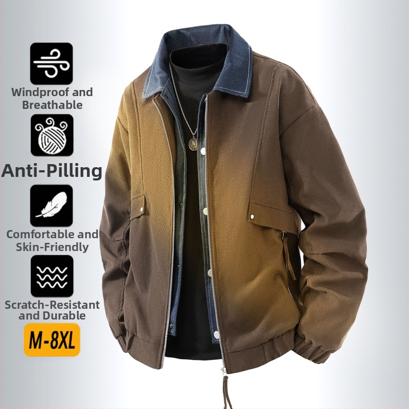 Vīriešu jaka Japāņu Workwear stilā, apkakle, rāvējslēdzējs, punktēts raksts, Jacquard audums