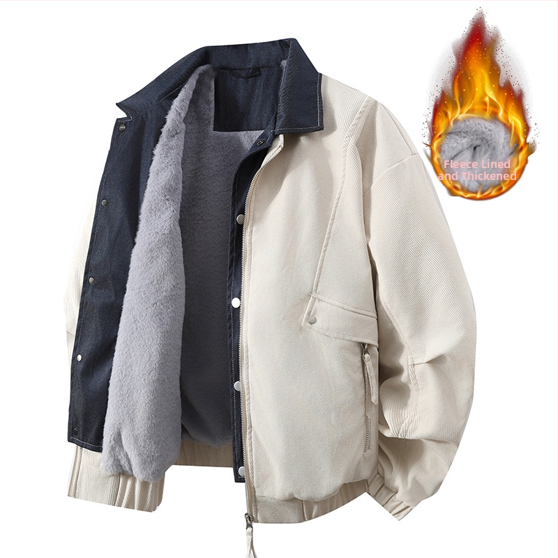 Vīriešu jaka Japāņu Workwear stilā, apkakle, rāvējslēdzējs, punktēts raksts, Jacquard audums