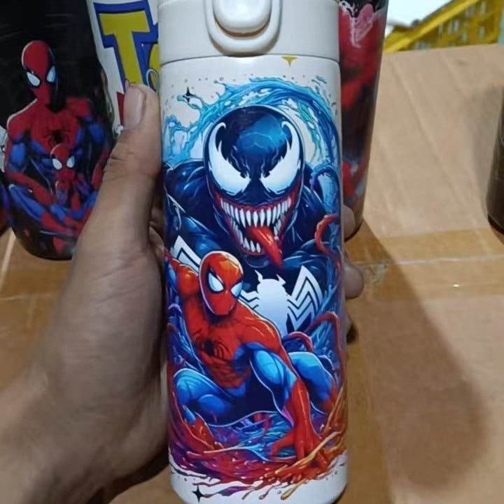 Siltināta krūze ar karikatūras dizainu, taisnas formas krūze, 304 nerūsējošais tērauds, 6–12 stundu izolācija