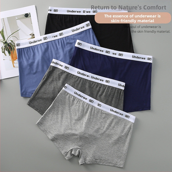 Muške bokserice s prozračnom viskoznom tkaninom, pleteni materijal, srednja visina struka, natpis s slovima