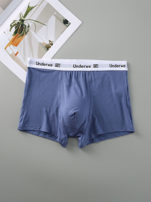 Muške bokserice s prozračnom viskoznom tkaninom, pleteni materijal, srednja visina struka, natpis s slovima
