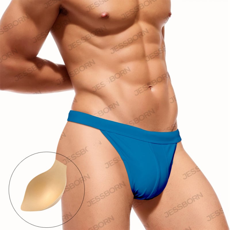 Мъжки плувни бикини с висок разрез, едноцветен, найлонова материя, подплата полиестер, за възрастни мъже