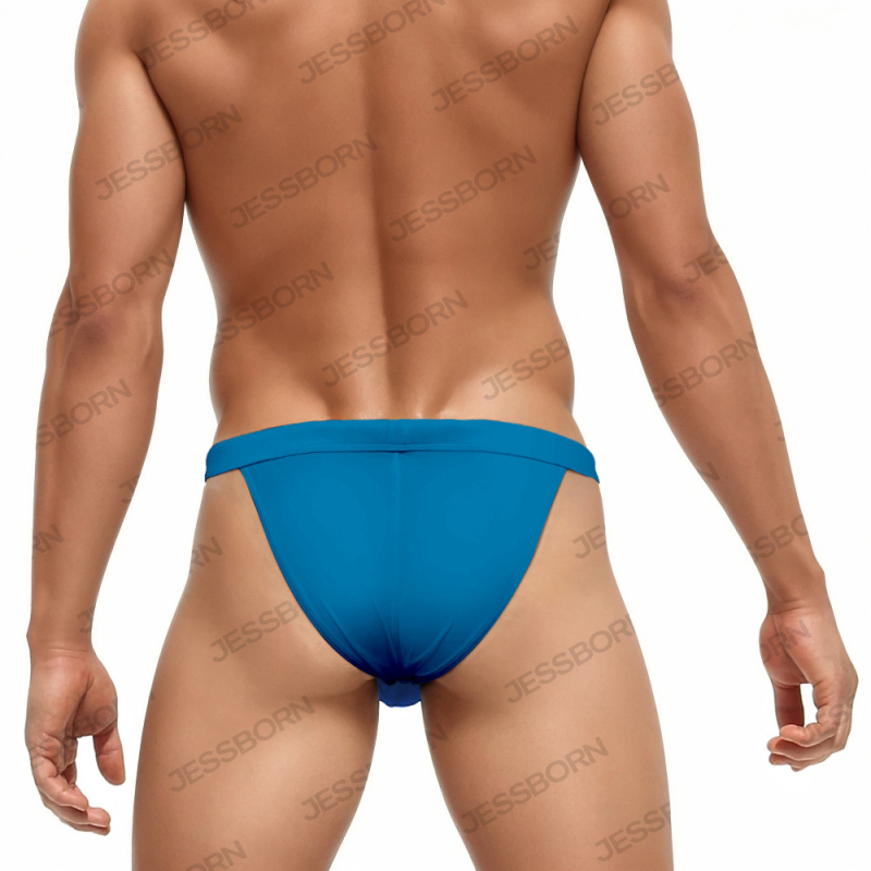 Мъжки плувни бикини с висок разрез, едноцветен, найлонова материя, подплата полиестер, за възрастни мъже