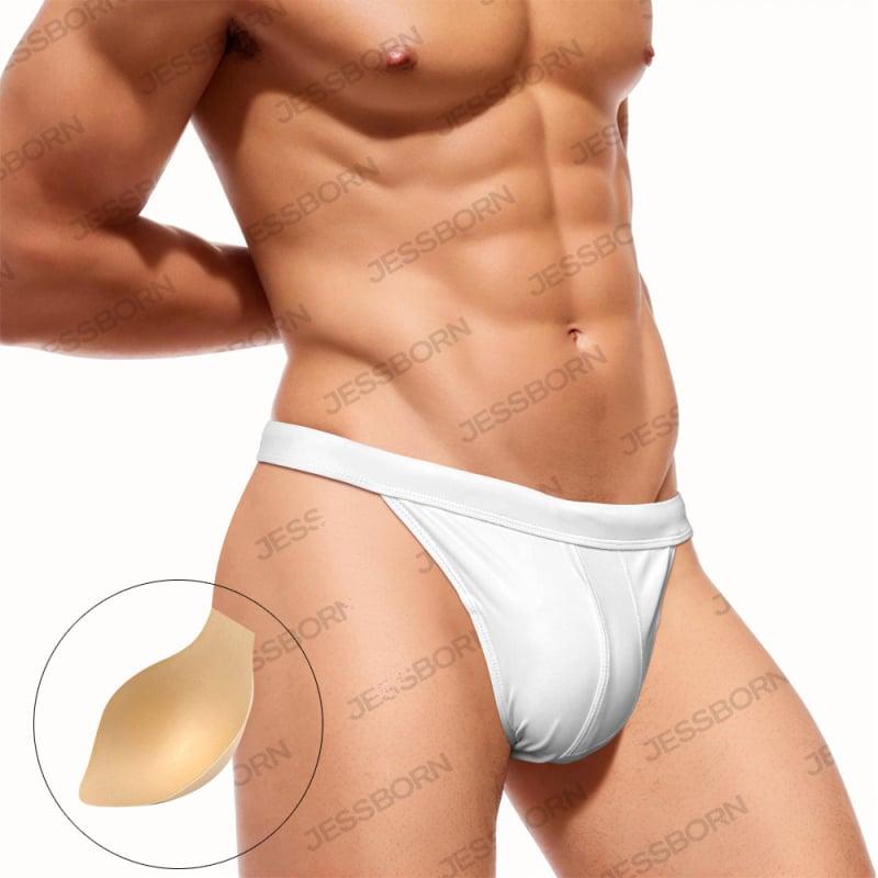 Мъжки плувни бикини с висок разрез, едноцветен, найлонова материя, подплата полиестер, за възрастни мъже