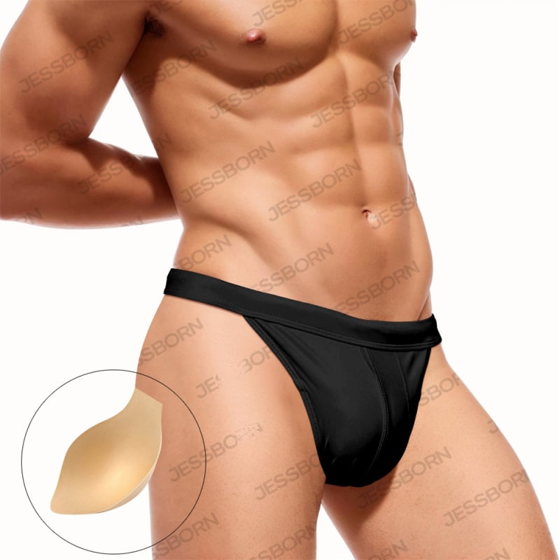 Мъжки плувни бикини с висок разрез, едноцветен, найлонова материя, подплата полиестер, за възрастни мъже