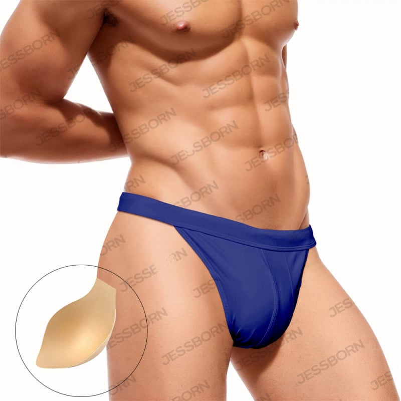 Мъжки плувни бикини с висок разрез, едноцветен, найлонова материя, подплата полиестер, за възрастни мъже