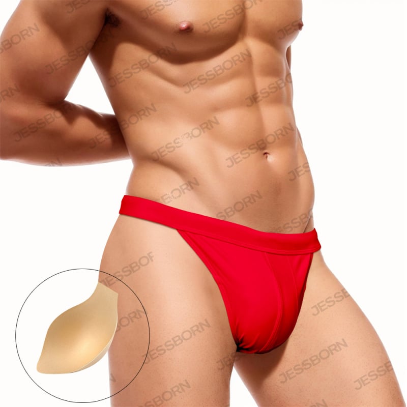 Мъжки плувни бикини с висок разрез, едноцветен, найлонова материя, подплата полиестер, за възрастни мъже