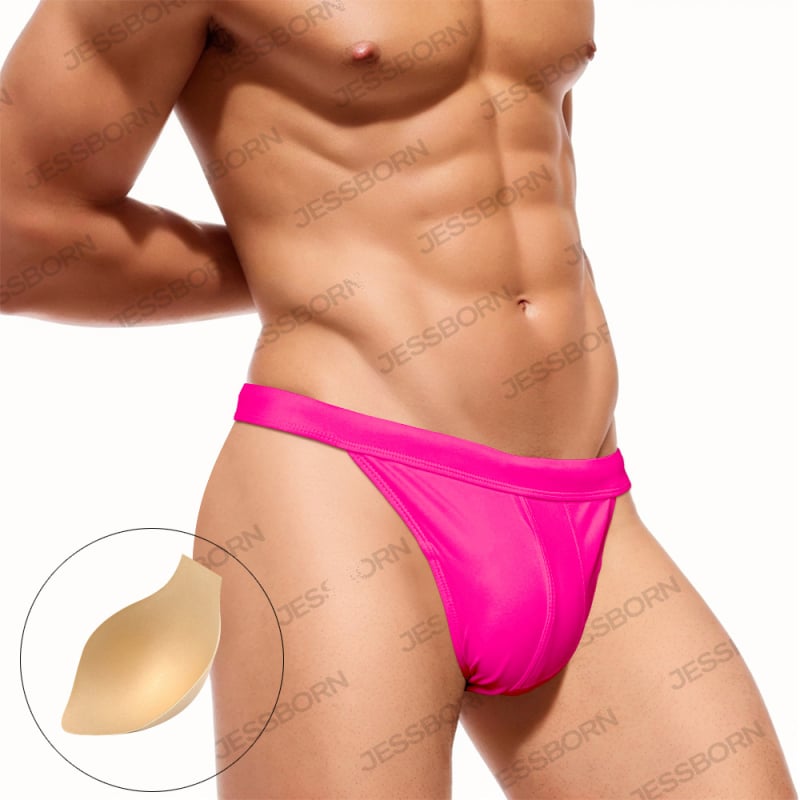 Мъжки плувни бикини с висок разрез, едноцветен, найлонова материя, подплата полиестер, за възрастни мъже