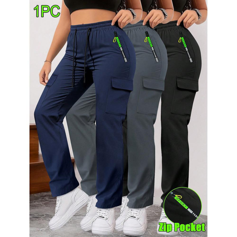 Ženske hlače za posao i slobodno vrijeme — široki kroj, duge, srednji struk, 95% poliester, bez naboravanja