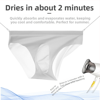 Vīriešu biksītes Ice Silk, 3D reljefs, daļēji caurspīdīgas, vidējā josta, ātra žūšana