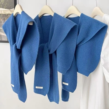 Unisex adīta šalle-vestes korejiešu stilā, warp-knit imitācijas kašmīrs, daudzfunkcionāls