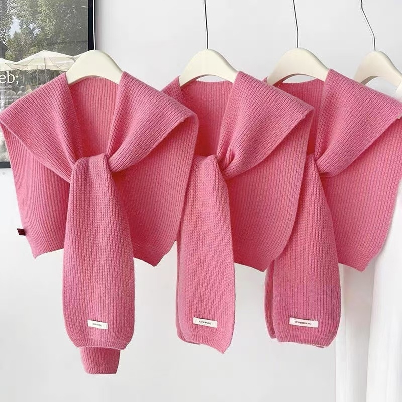 Unisex adīta šalle-vestes korejiešu stilā, warp-knit imitācijas kašmīrs, daudzfunkcionāls