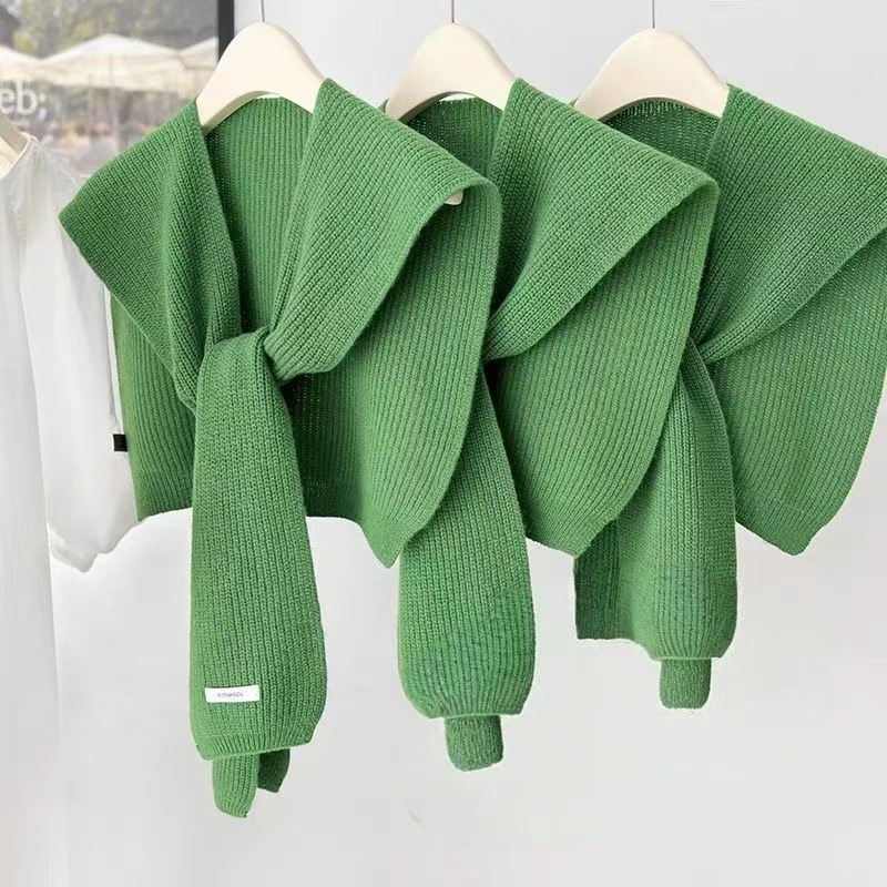 Unisex adīta šalle-vestes korejiešu stilā, warp-knit imitācijas kašmīrs, daudzfunkcionāls