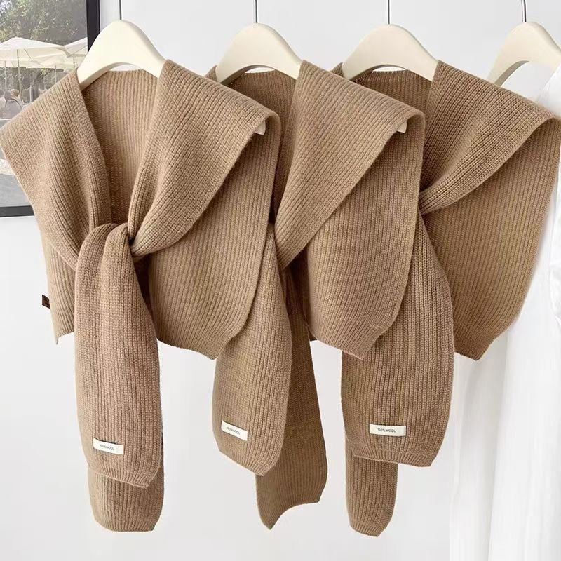 Unisex adīta šalle-vestes korejiešu stilā, warp-knit imitācijas kašmīrs, daudzfunkcionāls