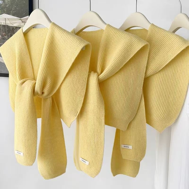 Unisex adīta šalle-vestes korejiešu stilā, warp-knit imitācijas kašmīrs, daudzfunkcionāls