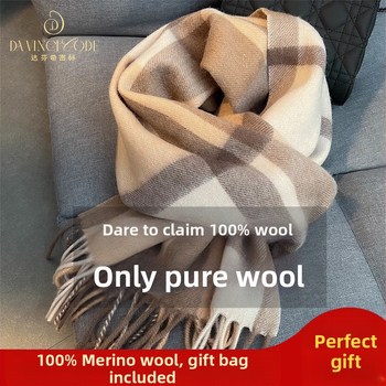 Fular din lână în carouri – gros pentru iarnă și toamnă, stil coreean, SKU 3457878, lansare iarna 2025