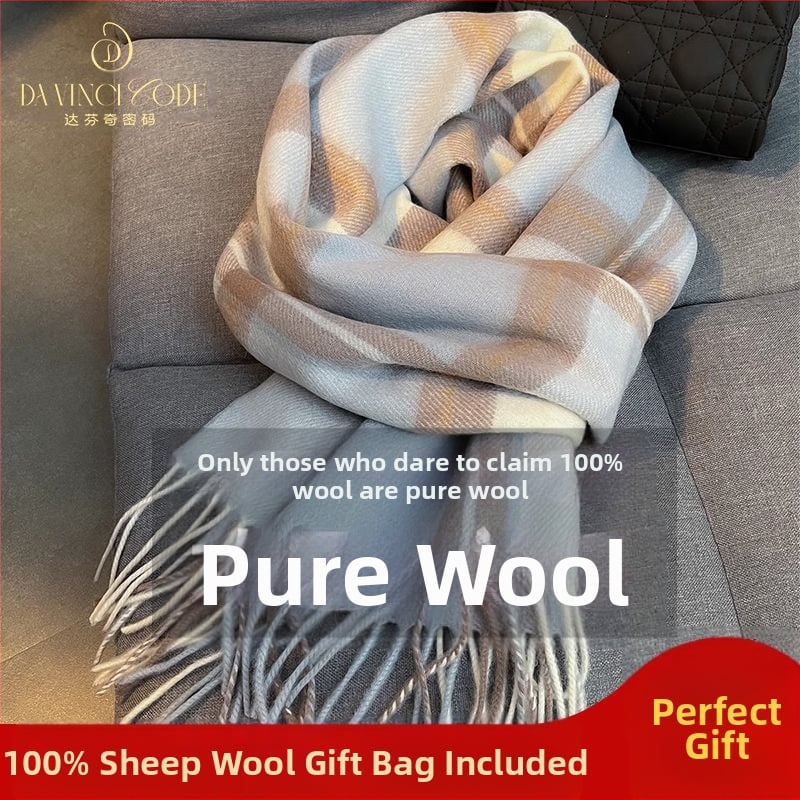 Fular din lână în carouri – gros pentru iarnă și toamnă, stil coreean, SKU 3457878, lansare iarna 2025