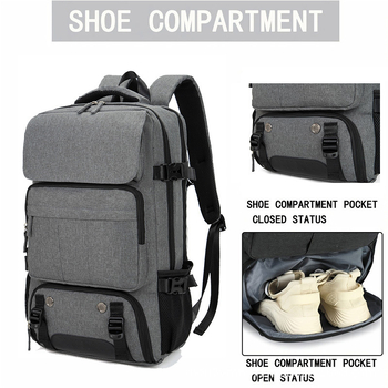 Ceļojumu mugursoma ar lielu ietilpību, USB interfeiss, 36–55L, Oxford audums, piemērots 16 collu klēpjdatoram, izliektas plecu siksnas