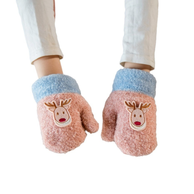 Bērnu adīti cimdi Korejas stilā ar tie-dye rakstu, silti ziemai, pavasara un rudens sezonai