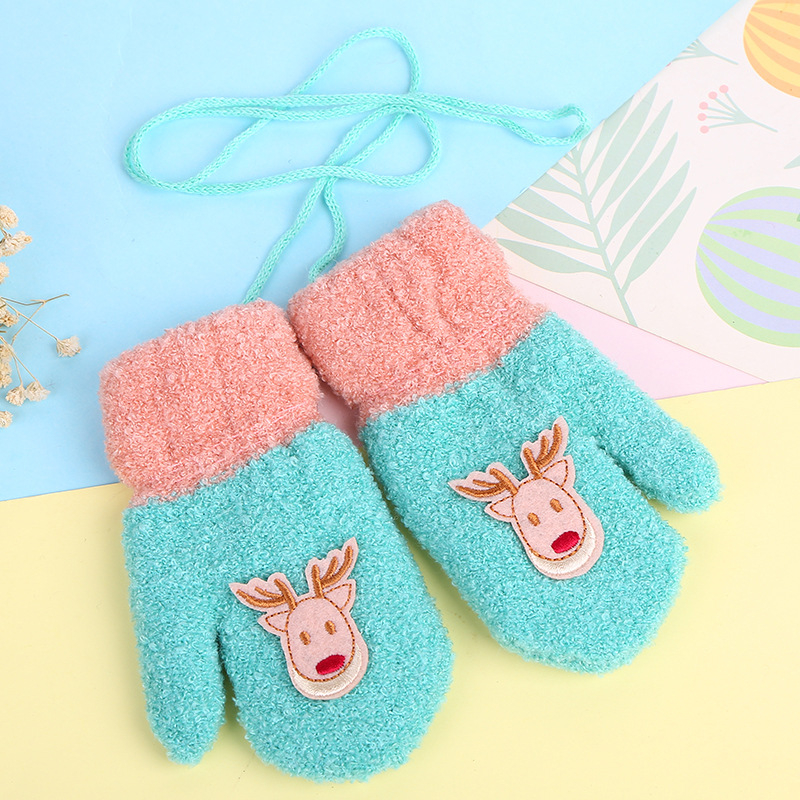 Bērnu adīti cimdi Korejas stilā ar tie-dye rakstu, silti ziemai, pavasara un rudens sezonai