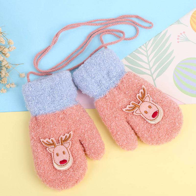 Bērnu adīti cimdi Korejas stilā ar tie-dye rakstu, silti ziemai, pavasara un rudens sezonai